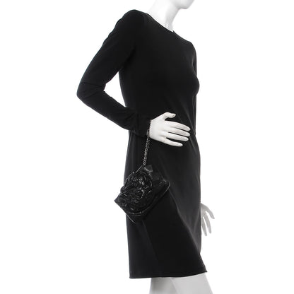 Chanel Lambskin Quilted Camellia Wristlet Black 2 of 7