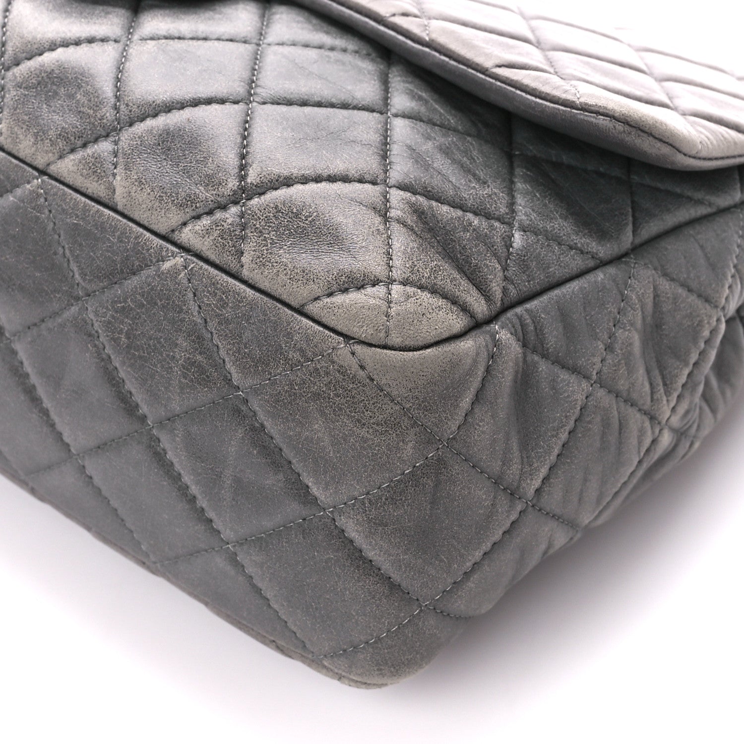 Chanel Lambskin Quilted Jumbo Single Flap Grey 11 of 12