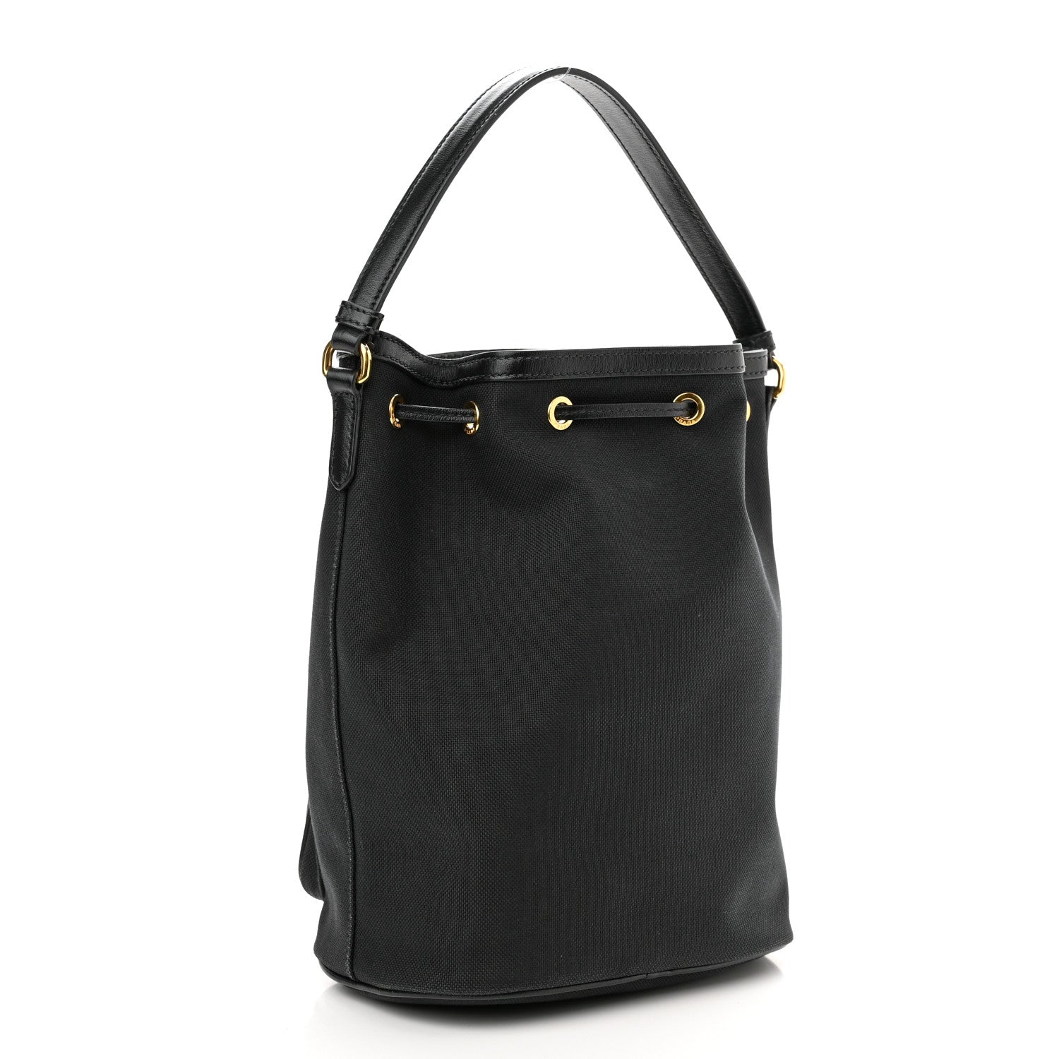 Prada Jacquard Logo Mini Bucket Bag Black 3 of 11