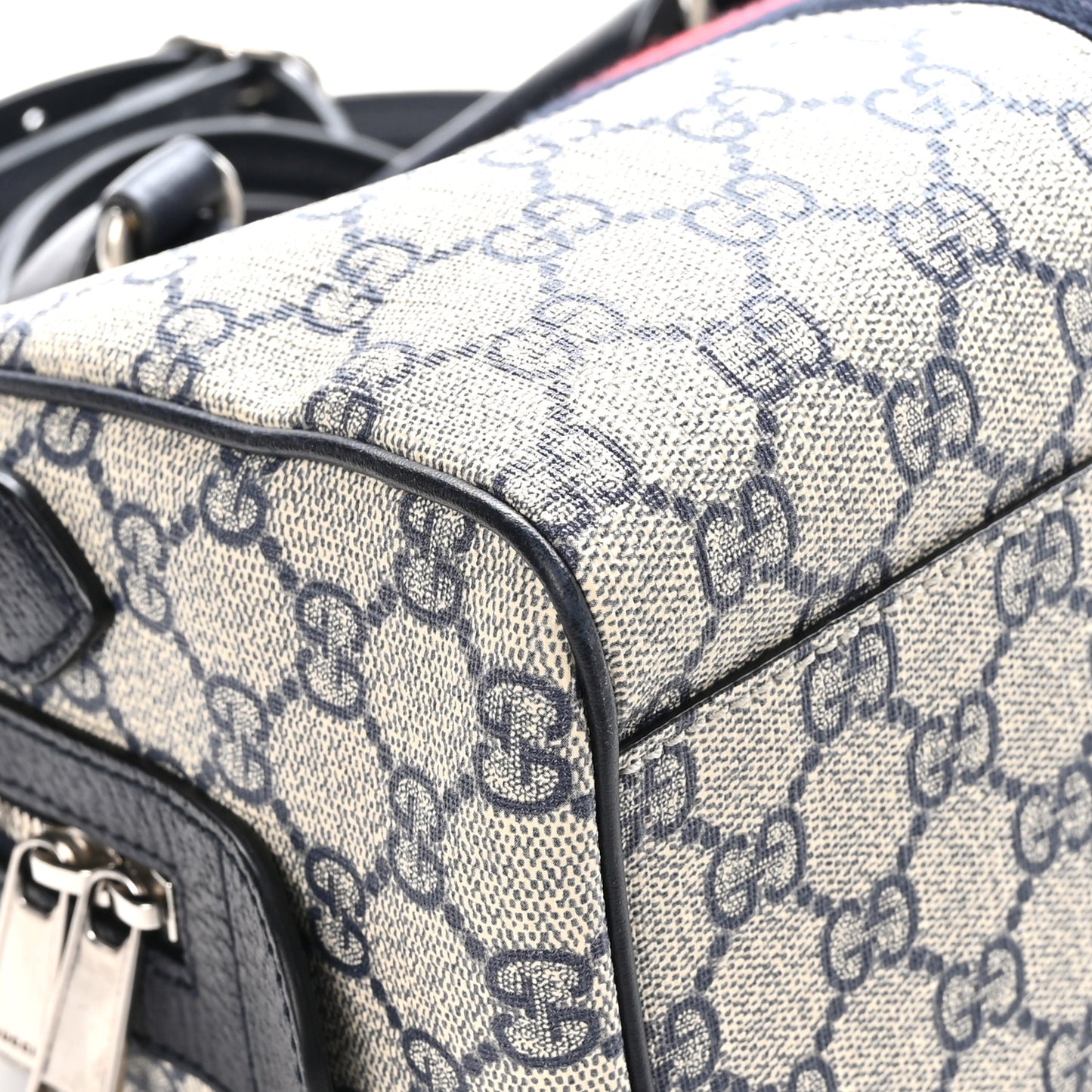 GG Supreme Monogram Web Small Ophidia Top Handle Bag Beige Blue