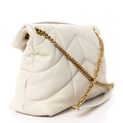 Saint Laurent Lambskin Quilted Medium Loulou Puffer Monogram Chain Satchel Crema Soft 3 of 12