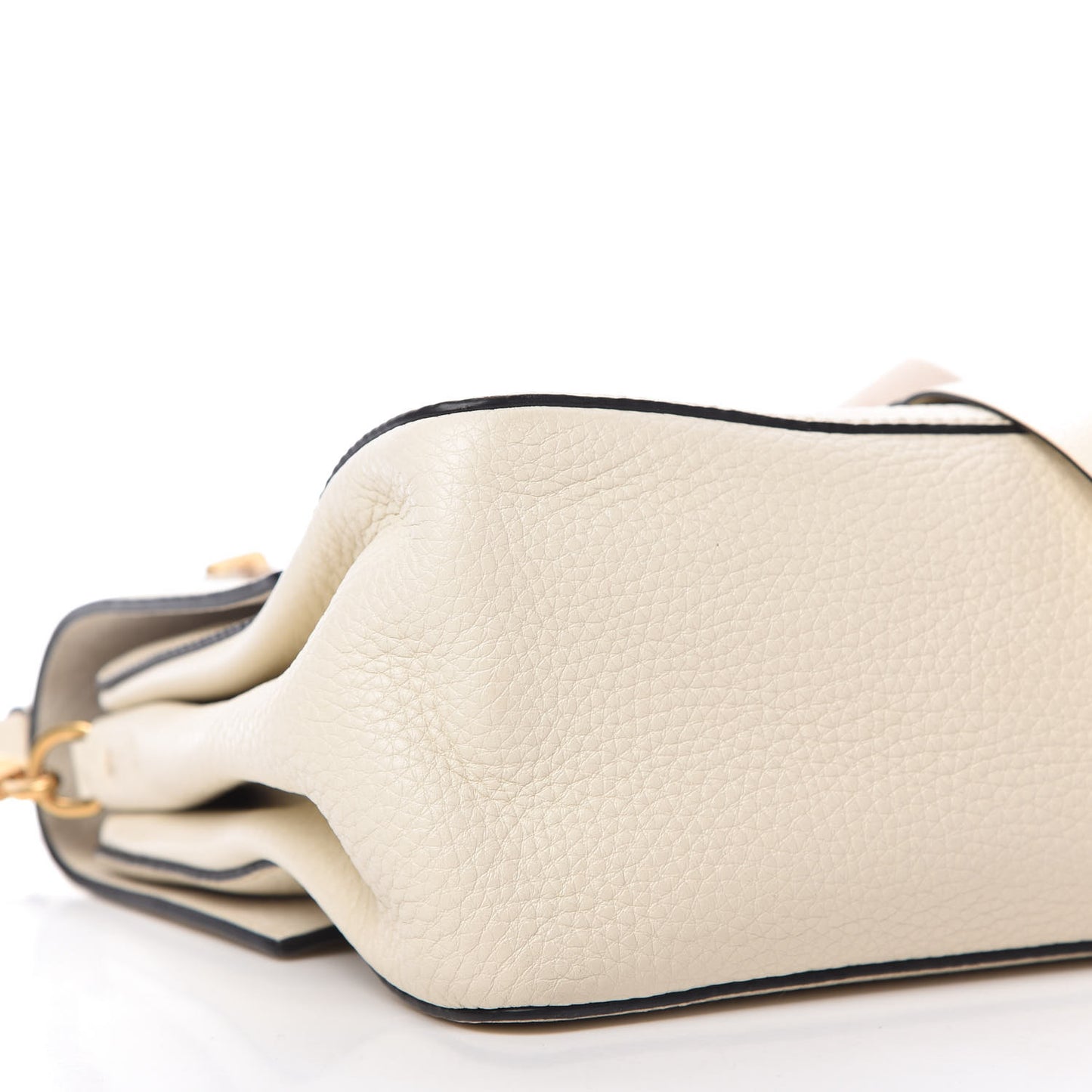Pebbled Calfskin VRing Shoulder Bag Light Ivory