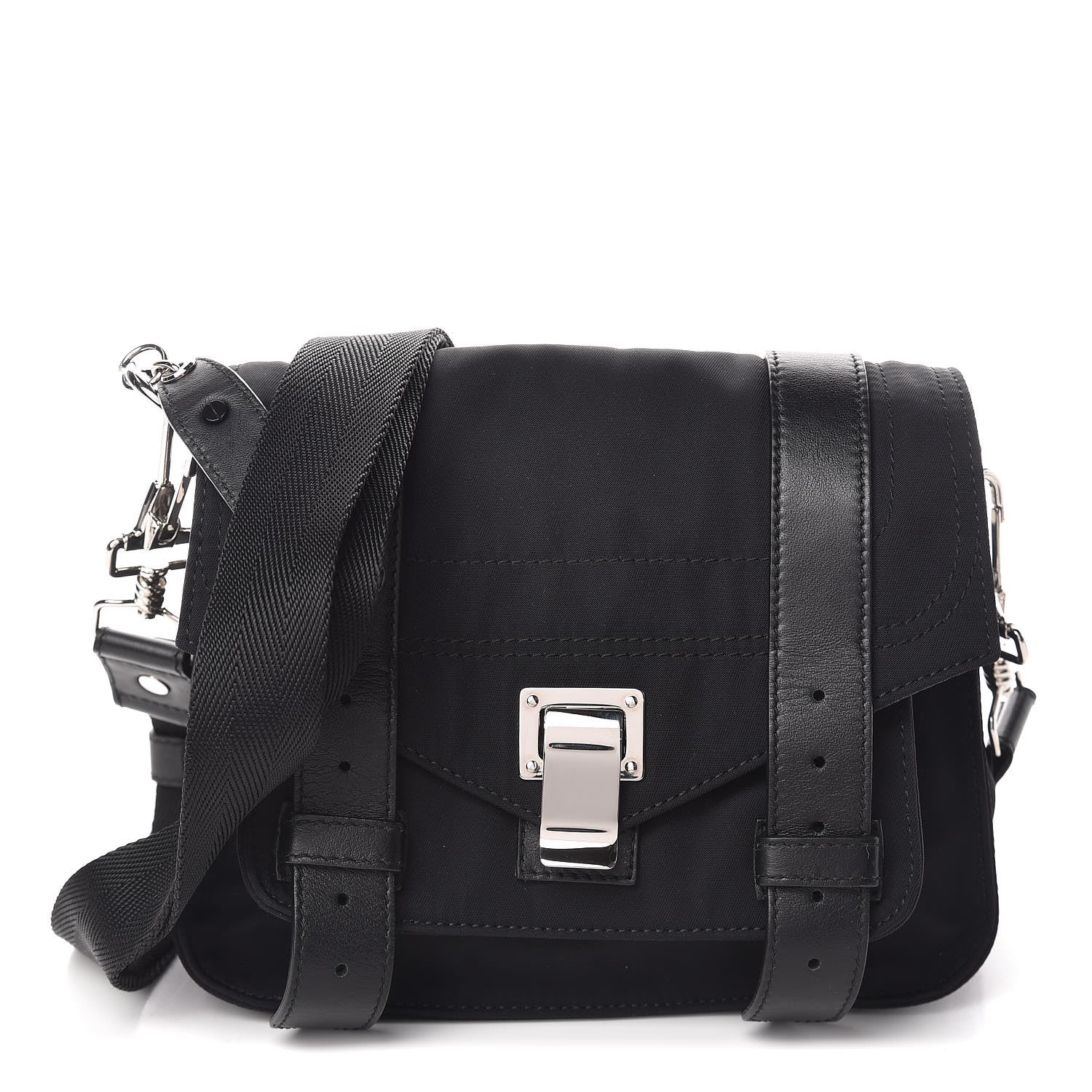 Proenza Schouler Nylon Calfskin PS1 Pouch Messenger Black 1 of 11