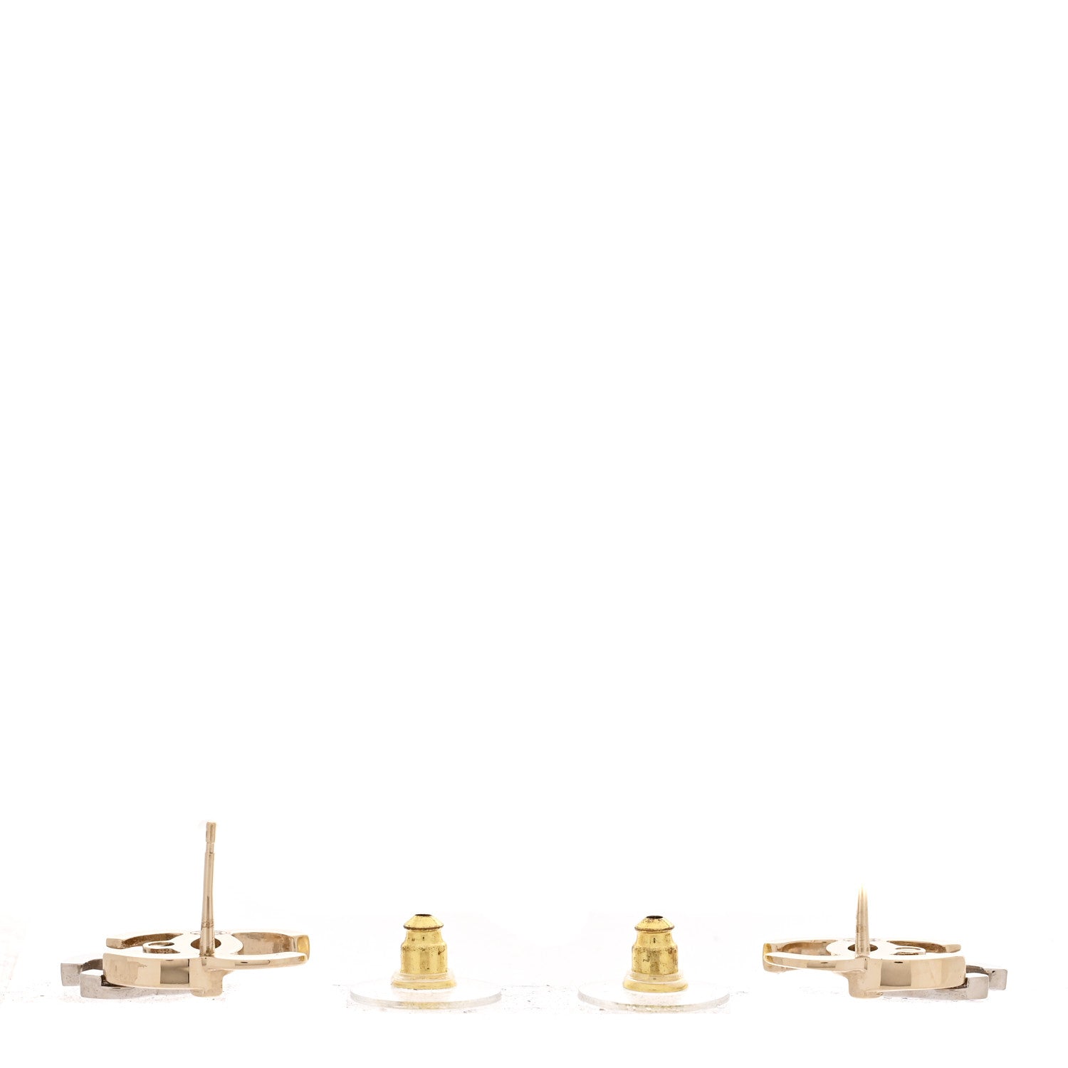 Chanel Crystal Double CC Earrings Gold Silver 3 of 5