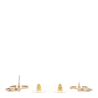 Chanel Crystal Double CC Earrings Gold Silver 3 of 5