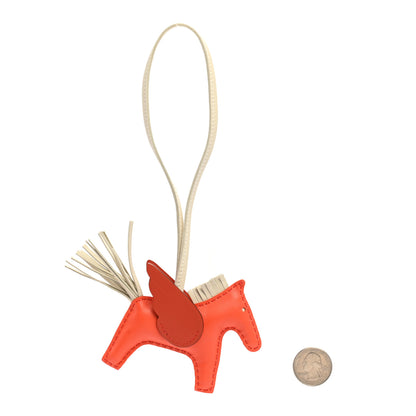Hermes Milo Lambskin Grigri Rodeo Pegase Horse Bag Charm PM Orange Poppy Craie Terre Battue 2 of 5