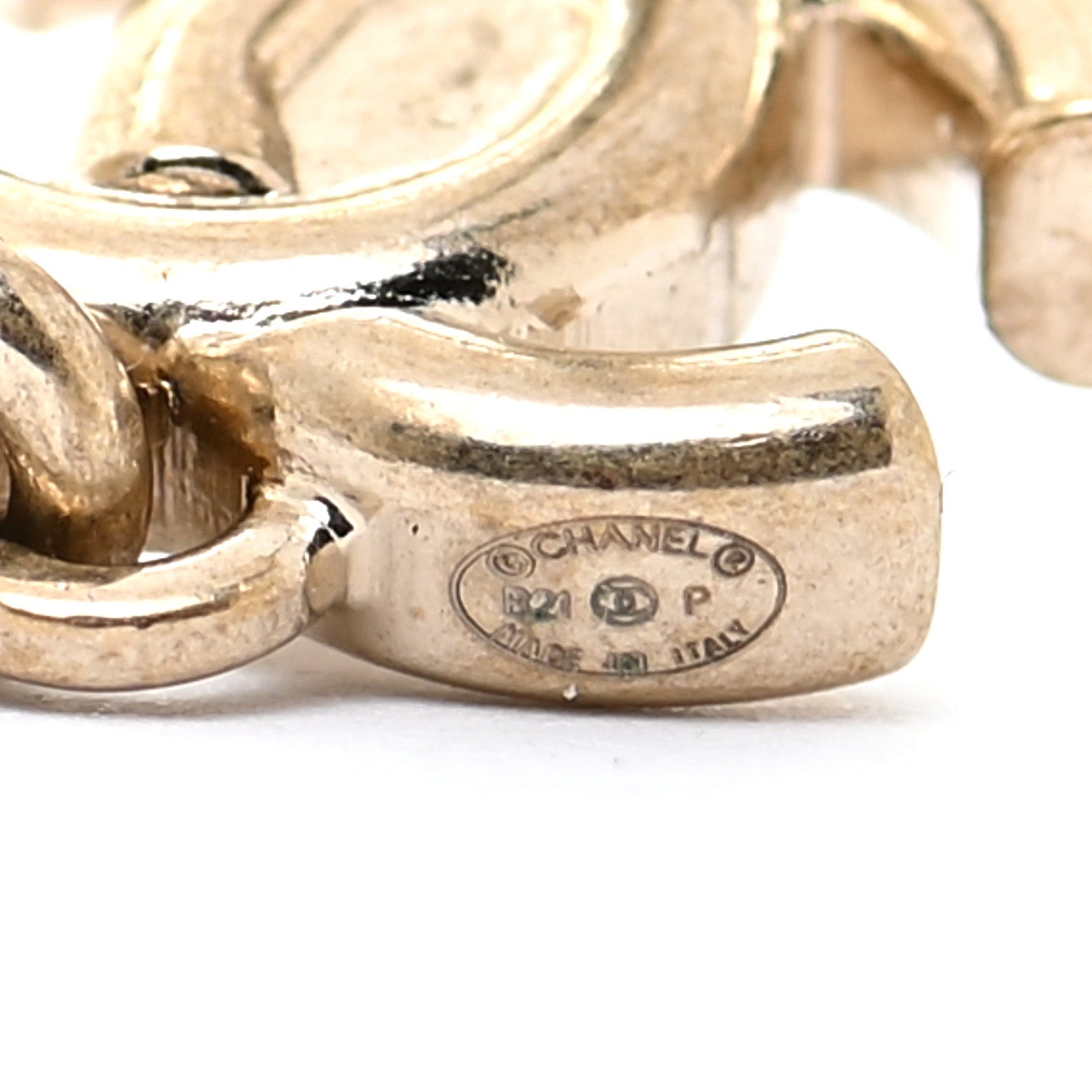 Crystal CC Turnlock Dice Drop Earrings Gold