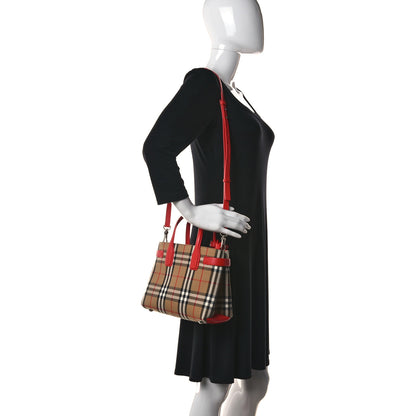 Burberry Goatskin Vintage Check Small Banner Tote Bright Red 2 of 12