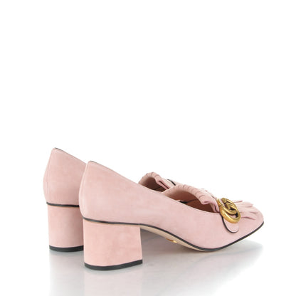 Gucci Kid Scamosciato GG Marmont Fringe 50mm Loafer Pumps 41 Crystal Pink 4 of 7