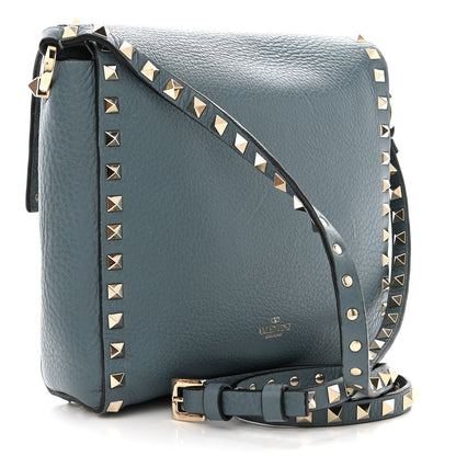 Valentino Garavani Pebbled Calfskin Rockstud Flip Lock Flap Messenger Bag Amadeus 3 of 13