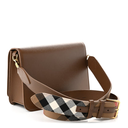 Burberry Derby Calfskin House Check Mackford Crossbody Bag Brown 3 of 11