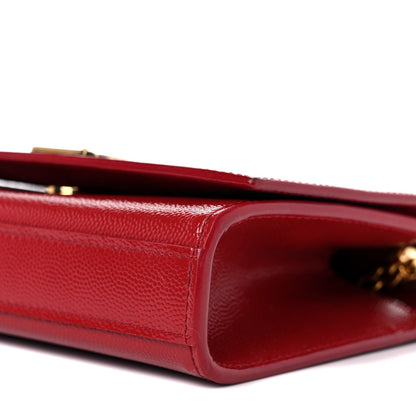Saint Laurent Grain De Poudre Small Monogram Kate Satchel Red 9 of 12
