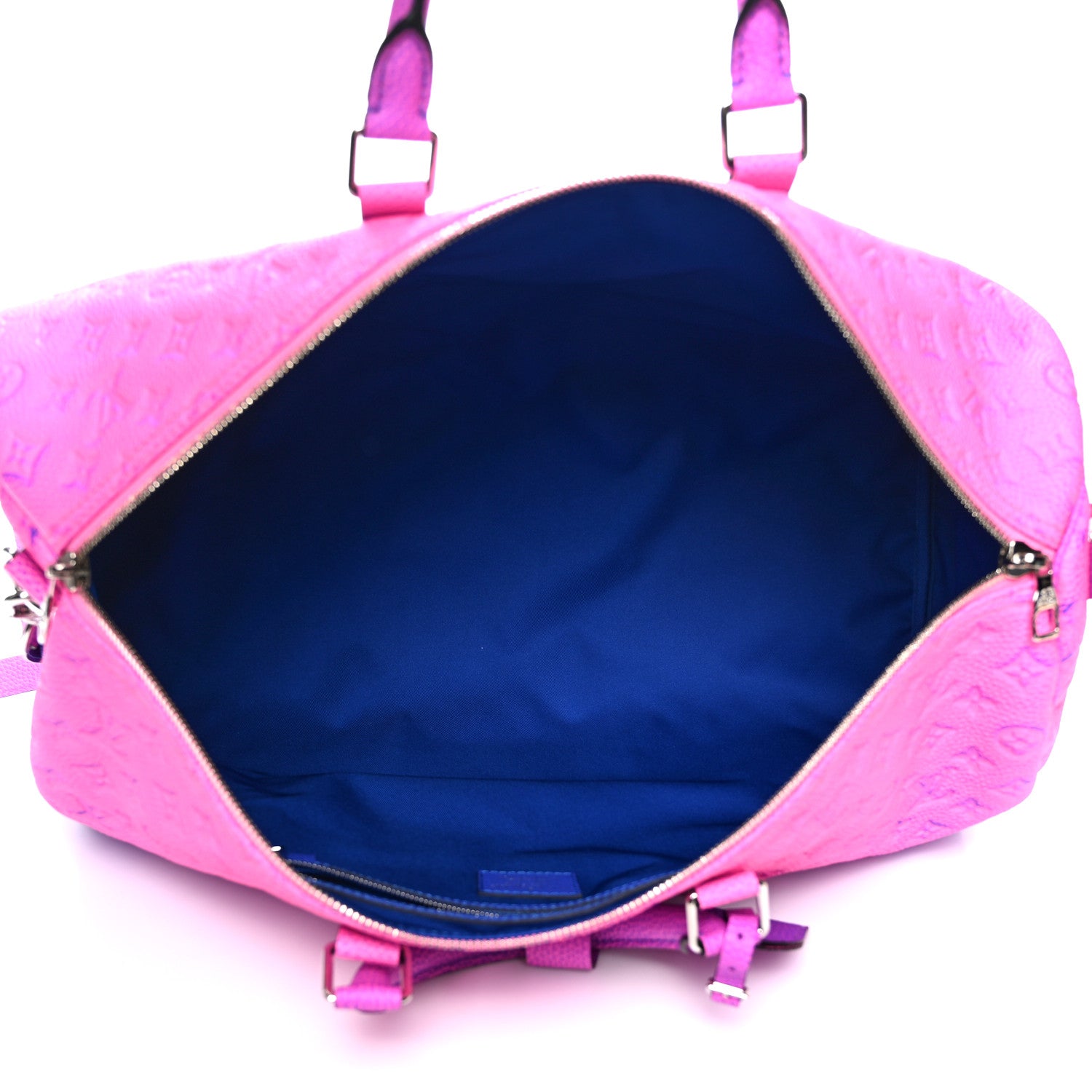 Louis Vuitton Taurillon Illusion Keepall Bandouliere 50 Bleu Rose 4 of 8