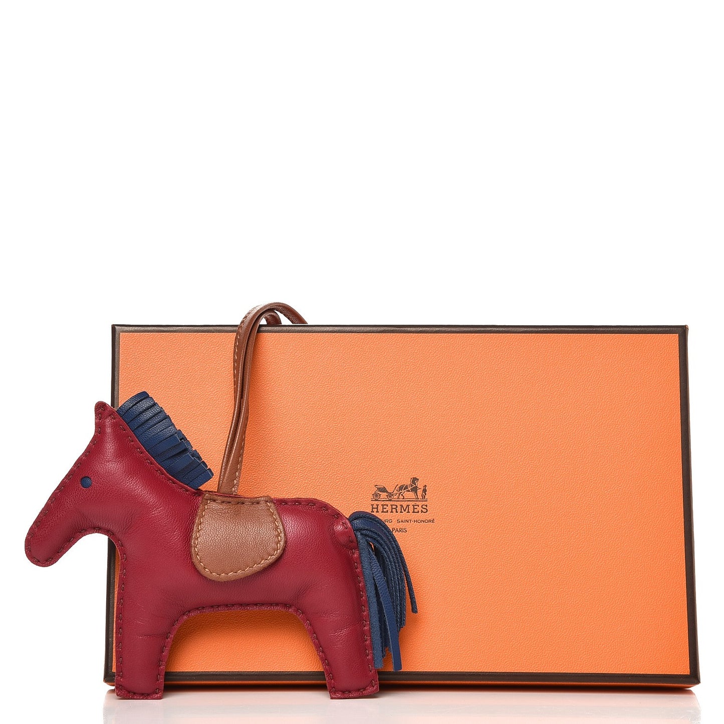 Milo Lambskin Grigri Rodeo Horse Bag Charm MM Rubis Bleu de Malte Fauve