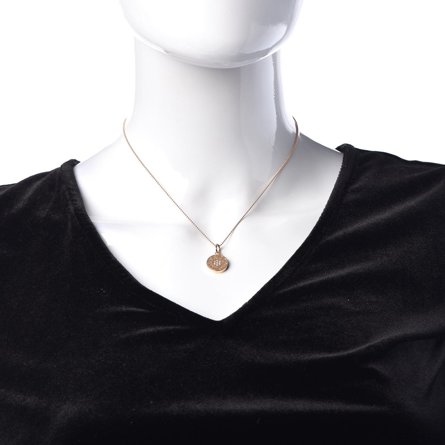 18K Rose Gold Diamond 1837 Circle Charm Pendant Necklace