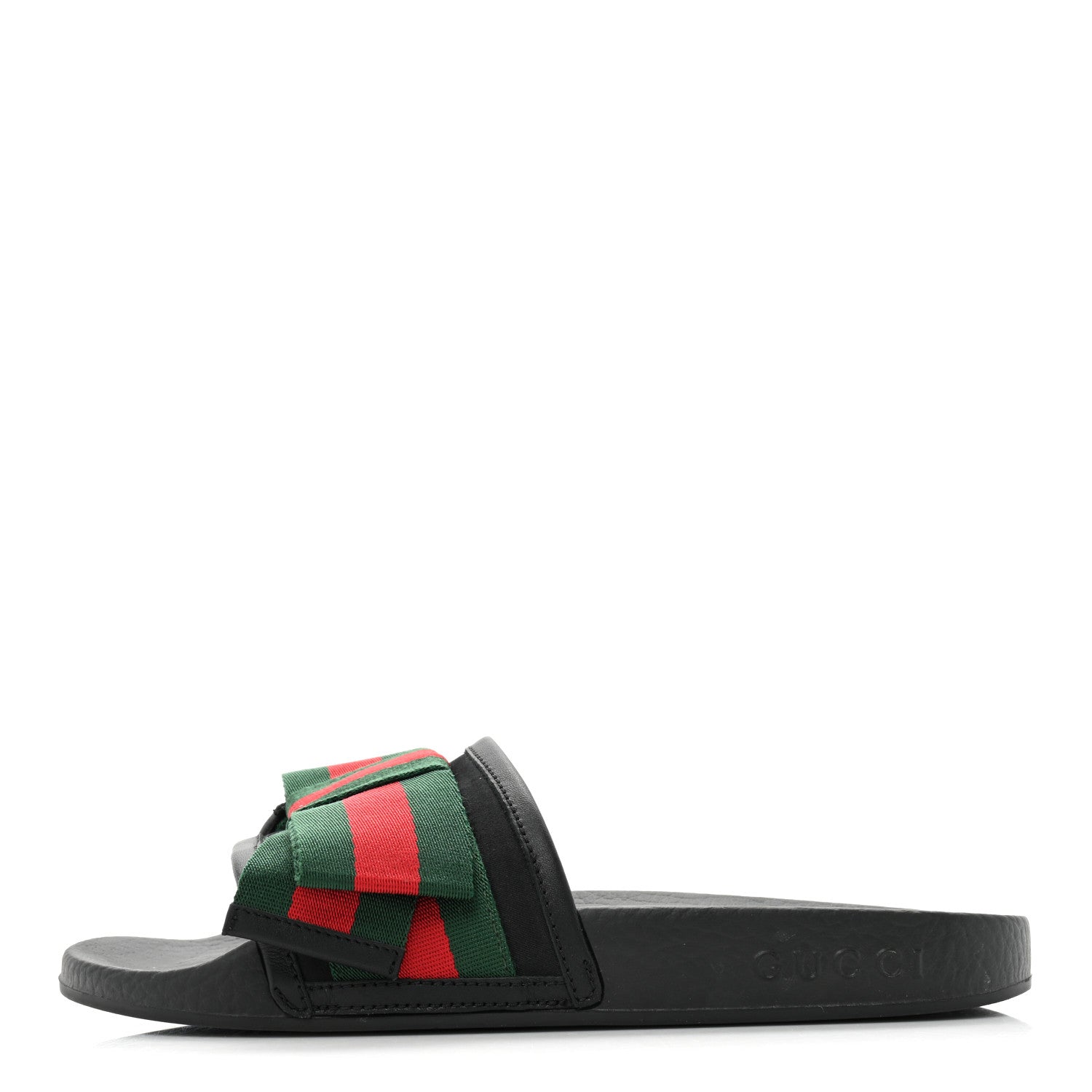 Gucci Satin Web Bow Slide Sandals 36 Black 1 of 10
