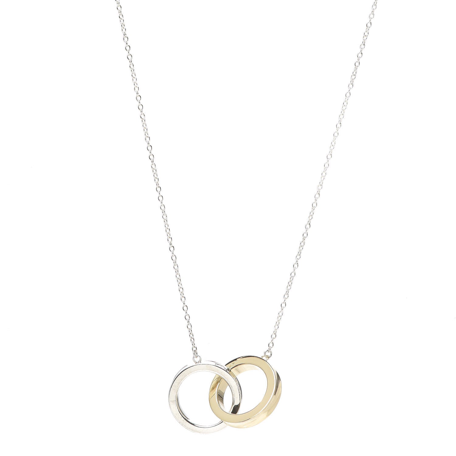 Tiffany Sterling Silver 18K Yellow Gold 1837 Interlocking Circles Pendant Necklace 1 of 7