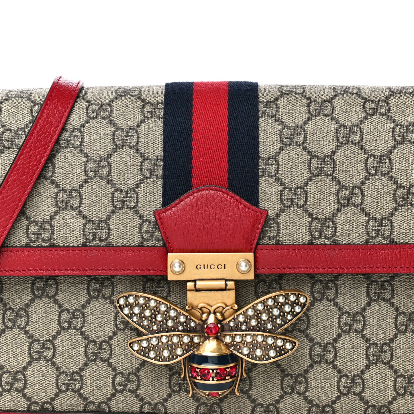 GG Supreme Monogram Medium Queen Margaret Shoulder Bag Red