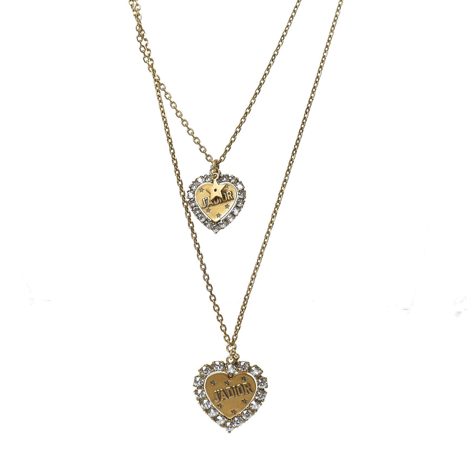 Christian Dior Metal Double Heart J'adior Necklace Aged Gold 4 of 4
