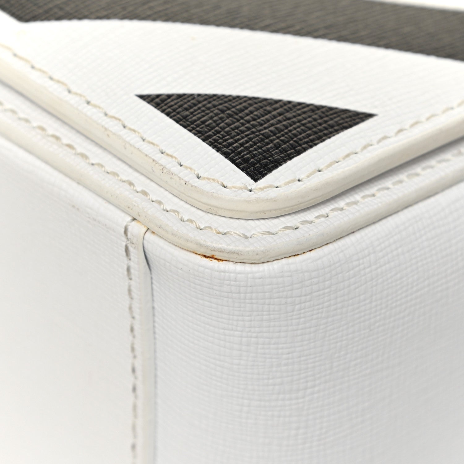 Off-White Saffiano Striped Diag Binder Flap Bag White Black 19 of 25