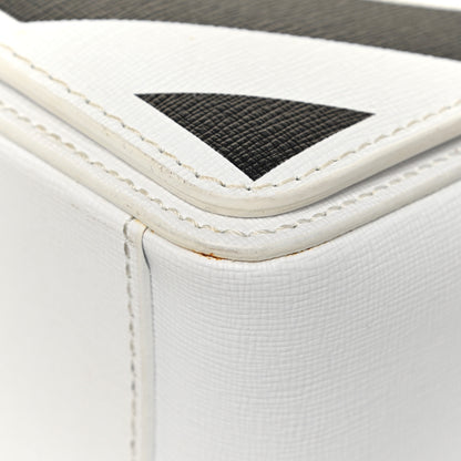 Off-White Saffiano Striped Diag Binder Flap Bag White Black 19 of 25