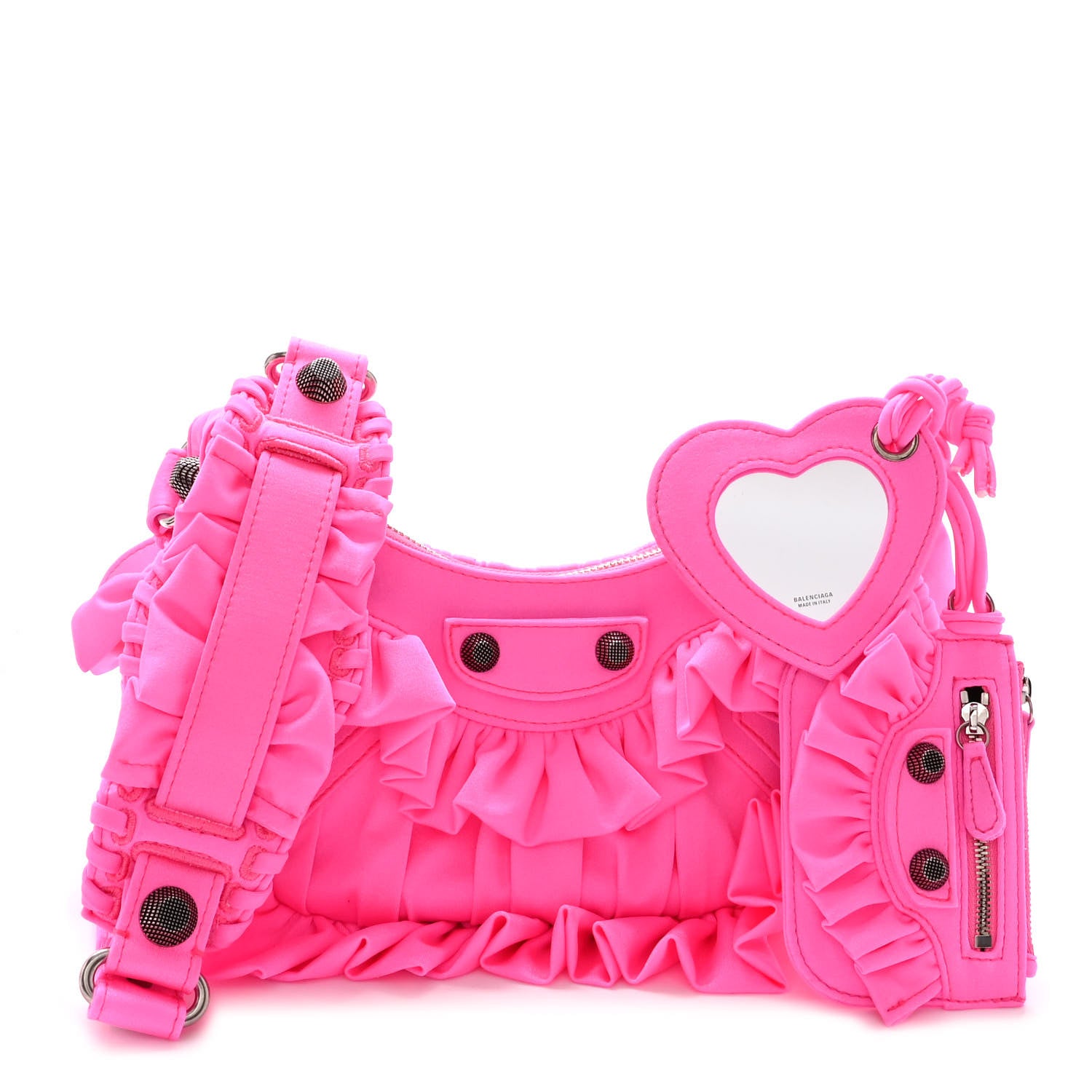 Balenciaga Ruffled Jersey Le Cagole Shoulder Bag XS Fluo Pink 1 of 9