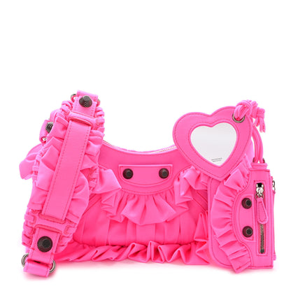 Balenciaga Ruffled Jersey Le Cagole Shoulder Bag XS Fluo Pink 1 of 9