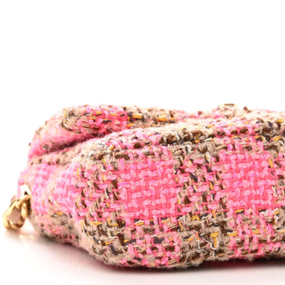 Chanel Wool Tweed Quilted Small Elegant Chain Flap Pink Brown 9 of 10