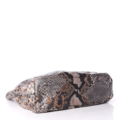 Prada Cervo Lux Snakeskin Print Shopping Bag Naturale 3 of 15