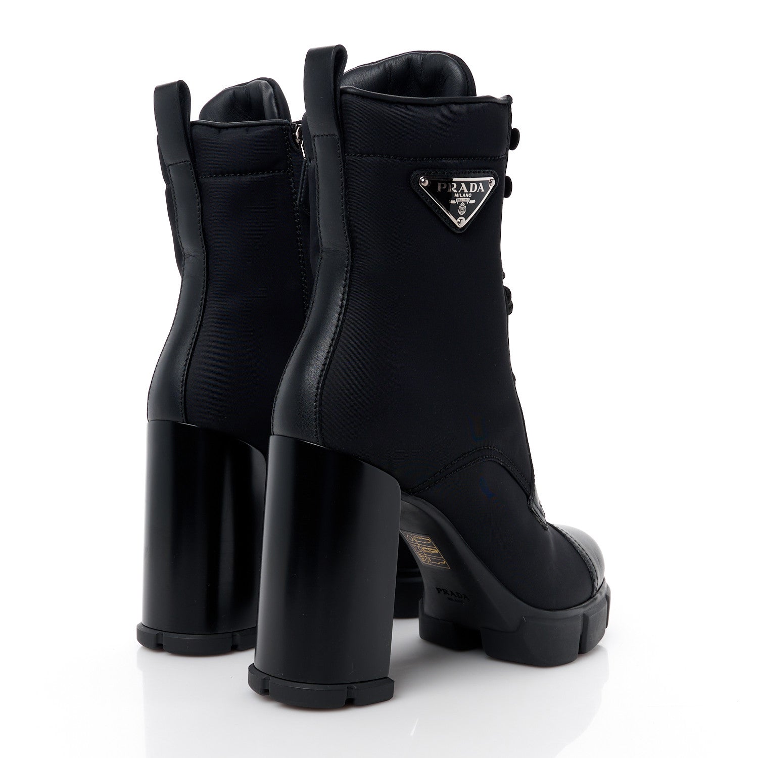 Prada Spazzolato Re-Nylon Metal Triangle Logo 110mm Ankle Boots 37 Black 4 of 9