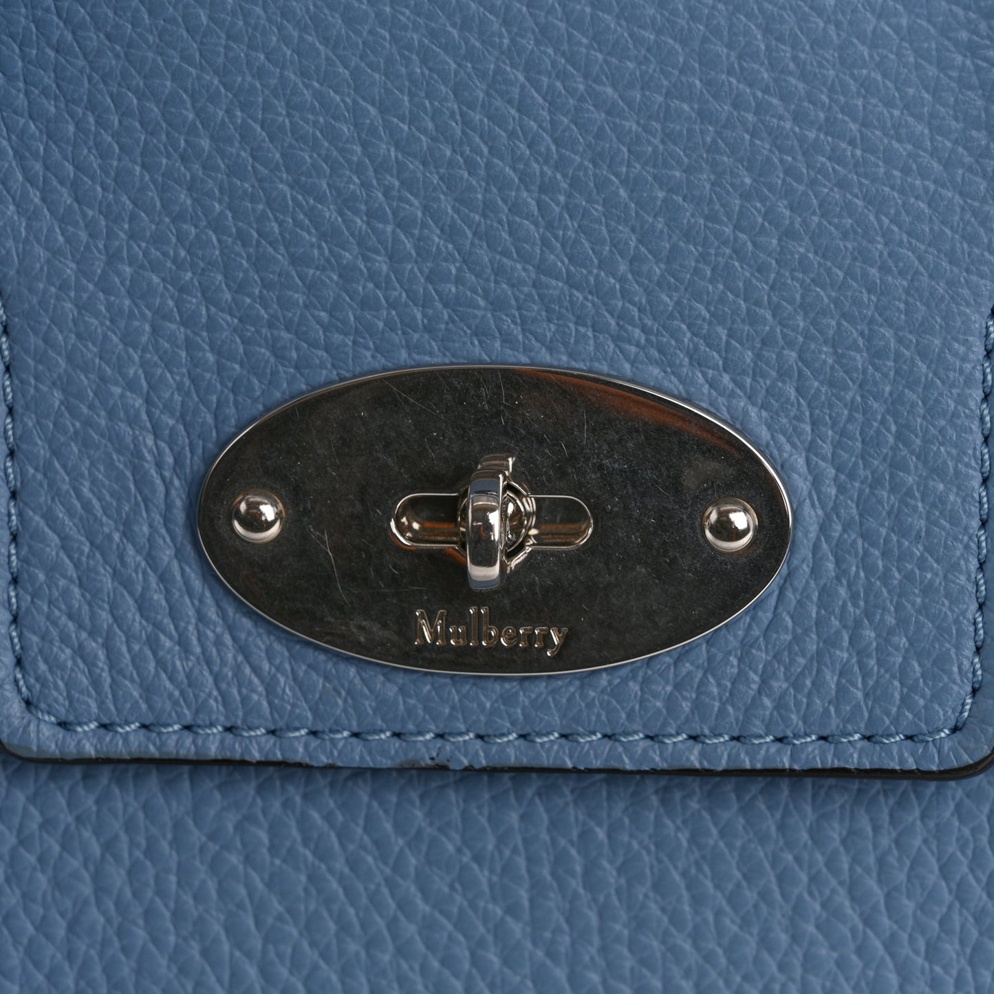 Classic Grain Calfskin Small Bayswater Porcelain Blue
