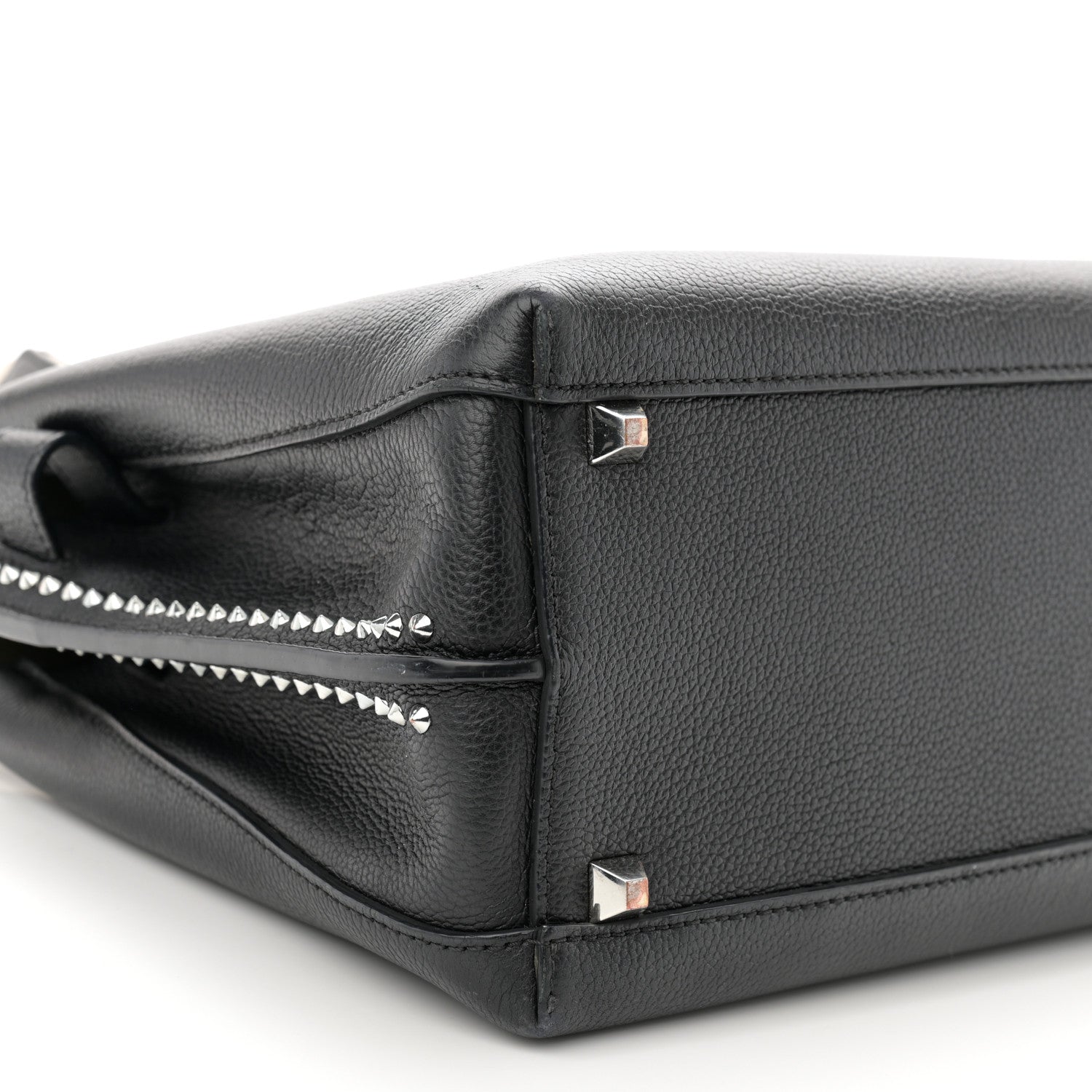 MCM Grained Calfskin Studded Medium Milla Tote Black 10 of 13