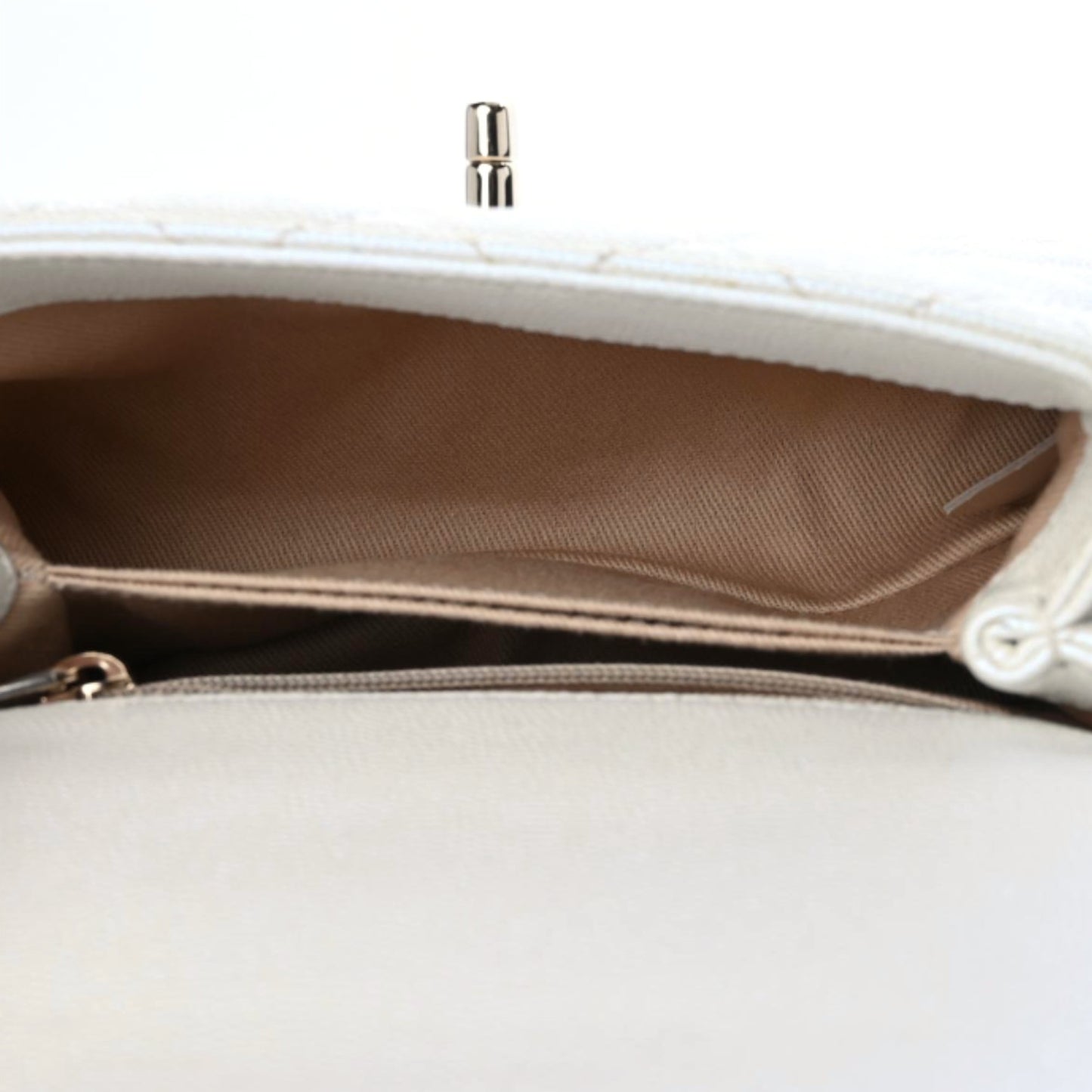 Iridescent Caviar Quilted Extra Mini Coco Handle Flap White