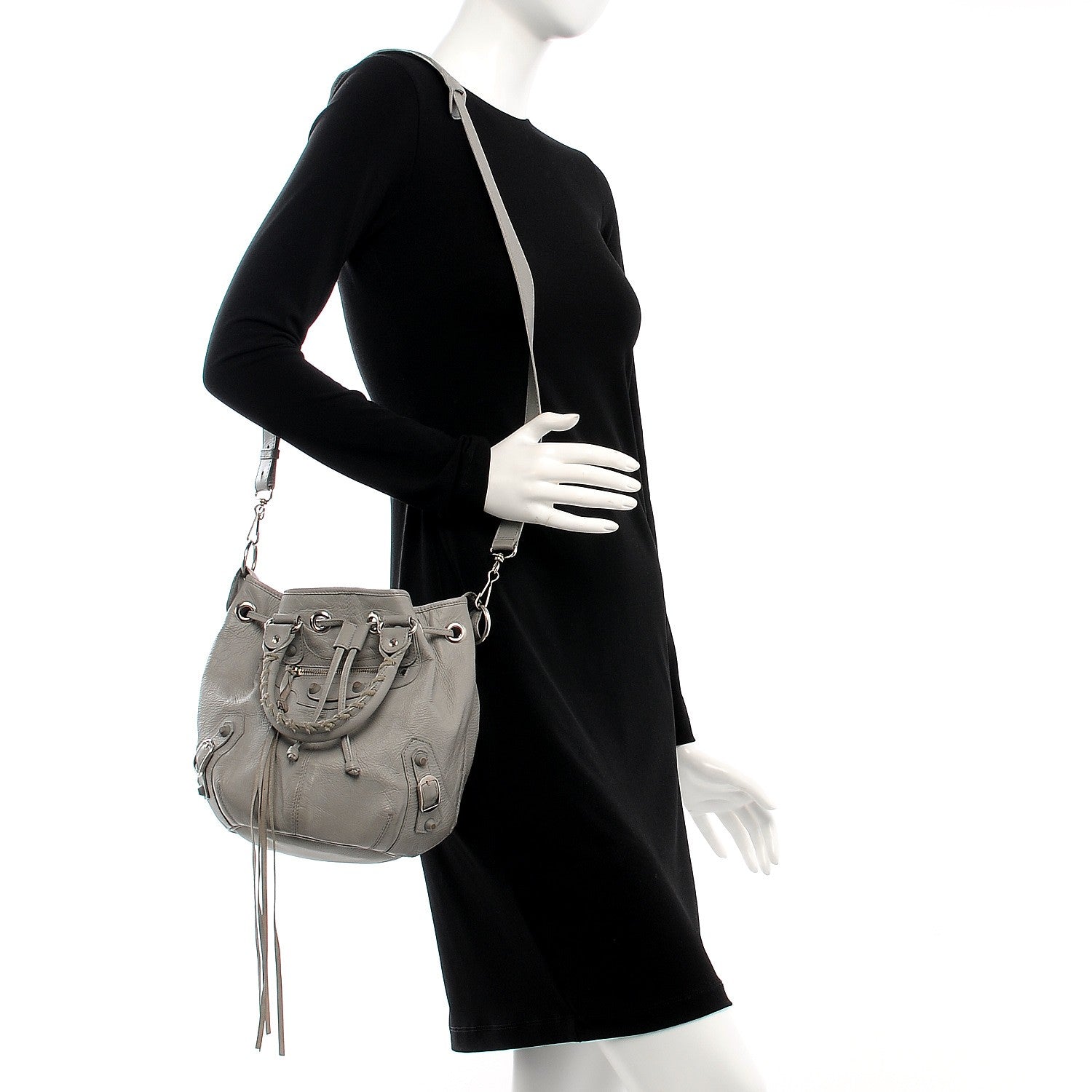 Balenciaga Matte Goatskin Rubber Covered Classic Hardware Mini Pompon Gris Glace 2 of 8