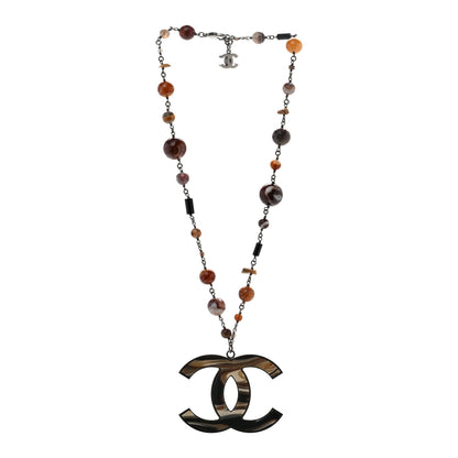 Chanel Agate Beaded Oversized CC Pendant Necklace 3 of 6