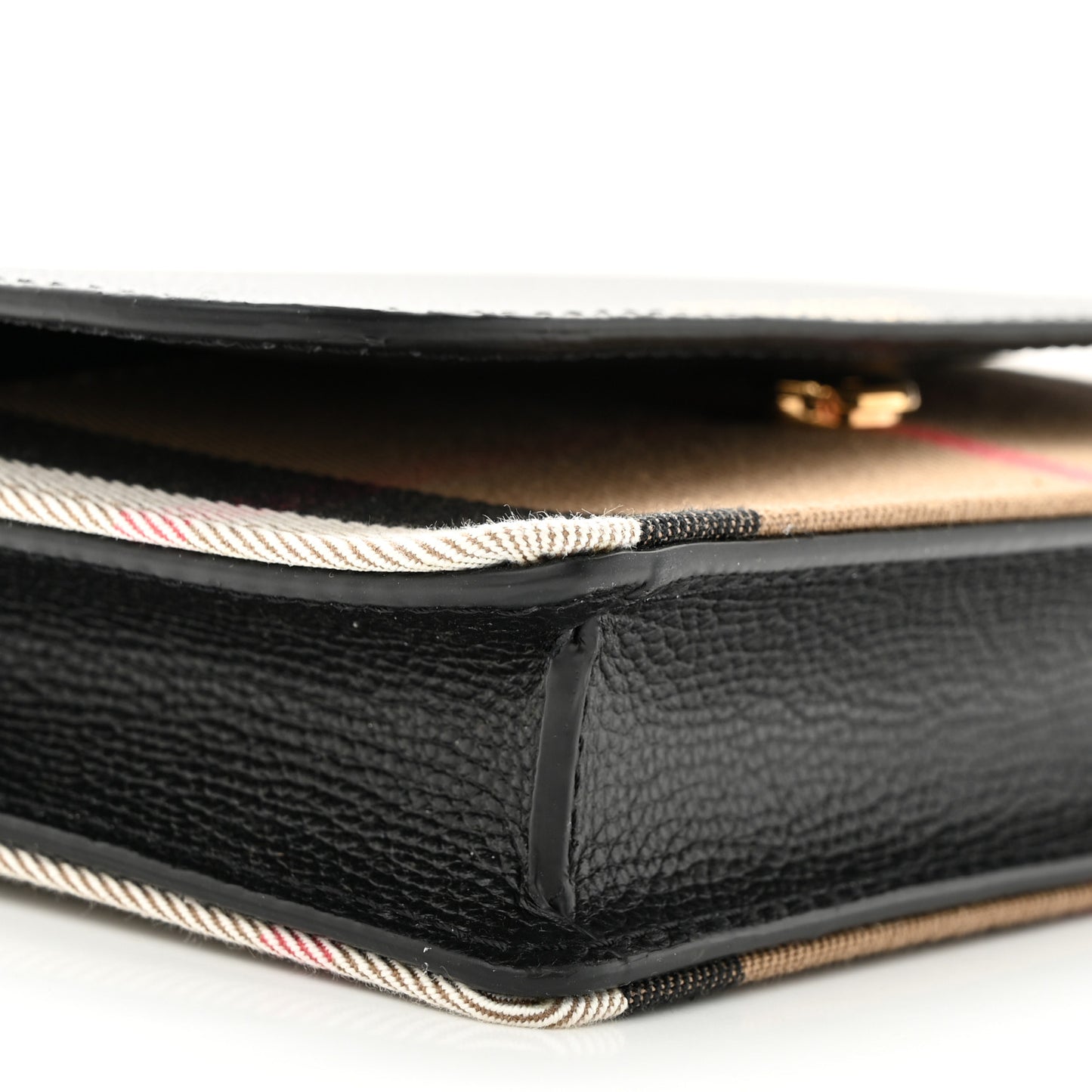 Grained Calfskin House Check Tartan Mix Hampshire Wallet On Chain Black