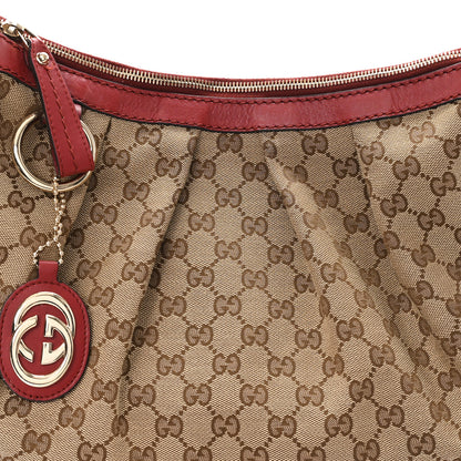 Gucci Monogram Medium Sukey Hobo Red 7 of 10