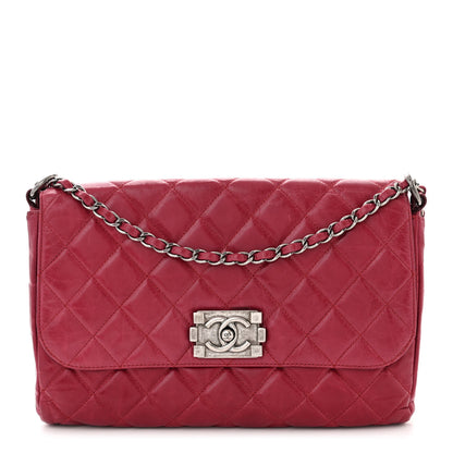 Chanel Glazed Calfskin Quilted Soft Boy Flap Red 1 of 13