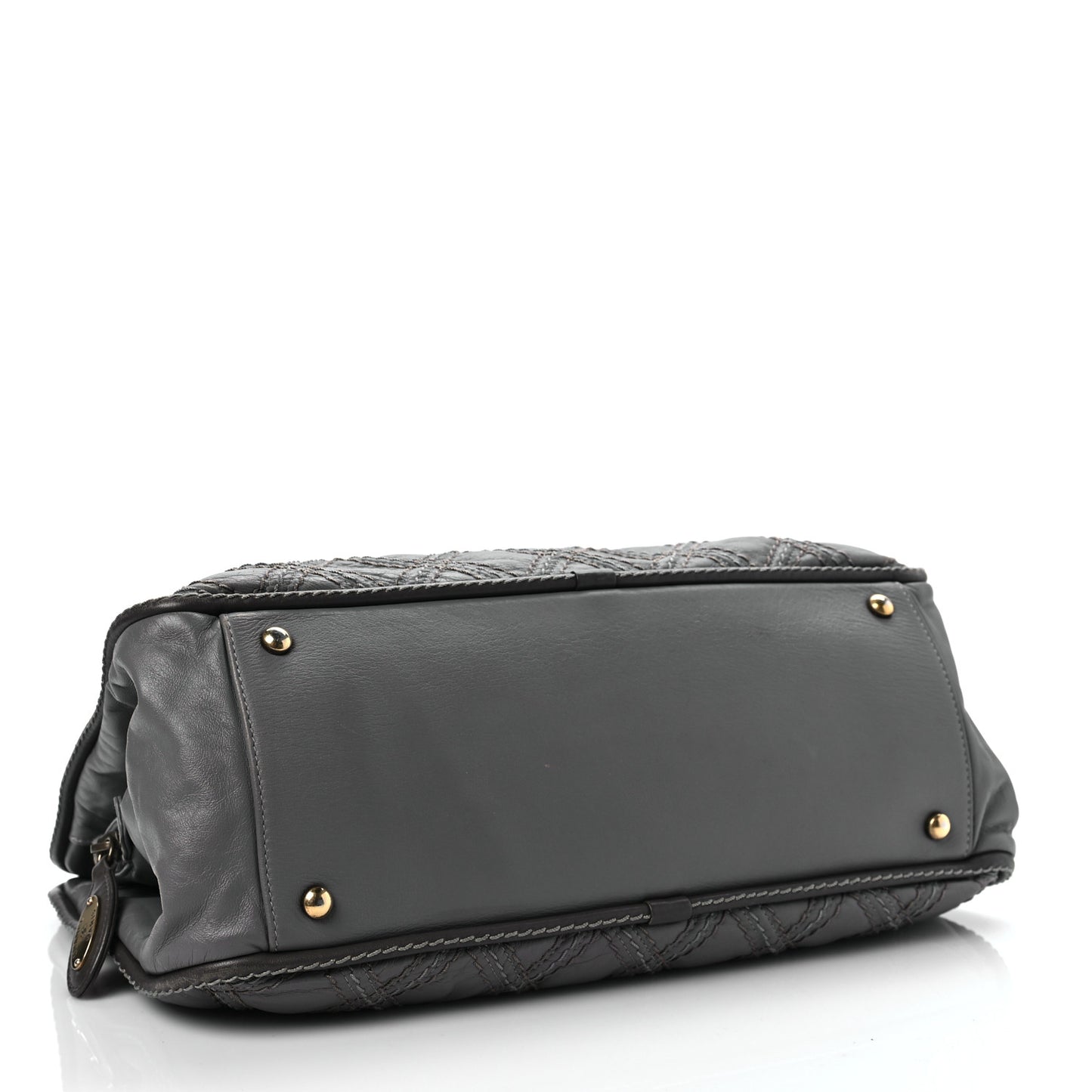 Calfskin Quilted Stitch Triptych Tote Grey