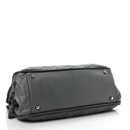 Chanel Calfskin Quilted Stitch Triptych Tote Grey 4 of 9