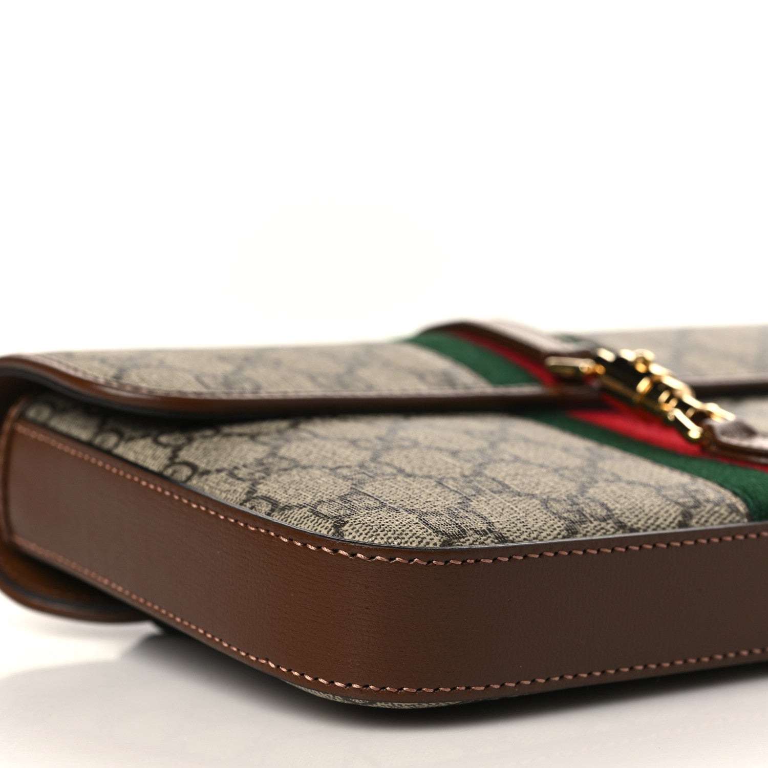 Gucci GG Supreme Monogram Azalea Calfskin Web Jackie 1961 Belt Bag 100 40 Beige Ebony Brown Sugar 7 of 8