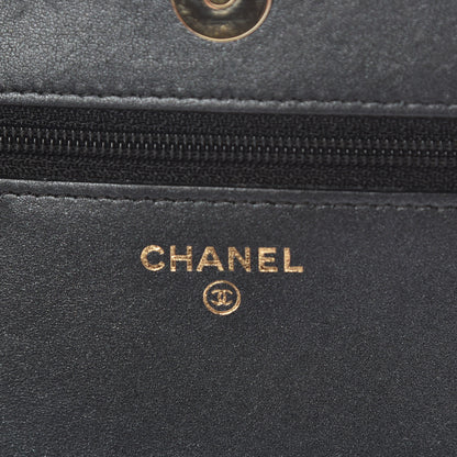 Chanel Iridescent Lambskin Quilted Pearl Wallet On Chain WOC Black 6 of 16