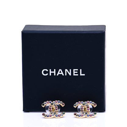 Chanel Crystal Over The Rainbow CC Earrings Gold Multicolor 5 of 5