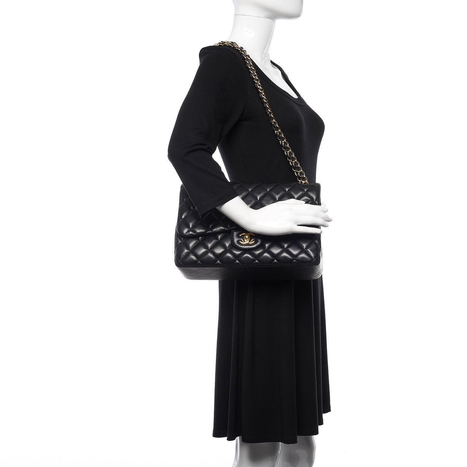 Chanel Lambskin Quilted Jumbo Double Flap Black 2 of 12
