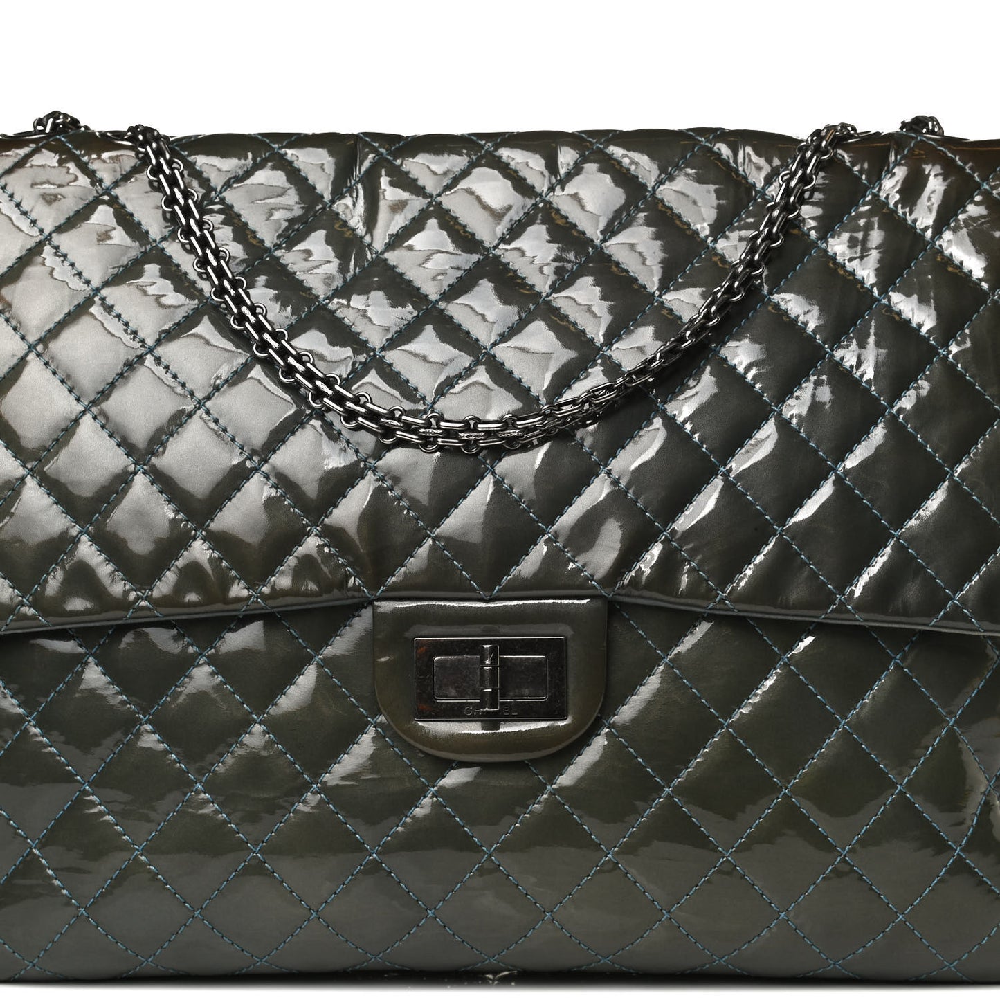 Patent Quilted Reissue XL Maxi Flap Grey