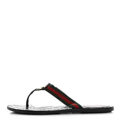 Gucci Nylon Guccissima Web Womens Thong Sandals 38.5 Green Red Black 1 of 11
