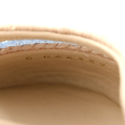 Chanel Raffia CC Cap Toe Ballerina Flats 35 Blue Beige 9 of 10