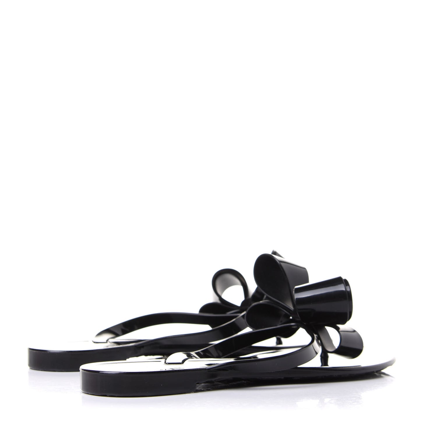PVC Jelly Bow Thong Sandals 38 Black
