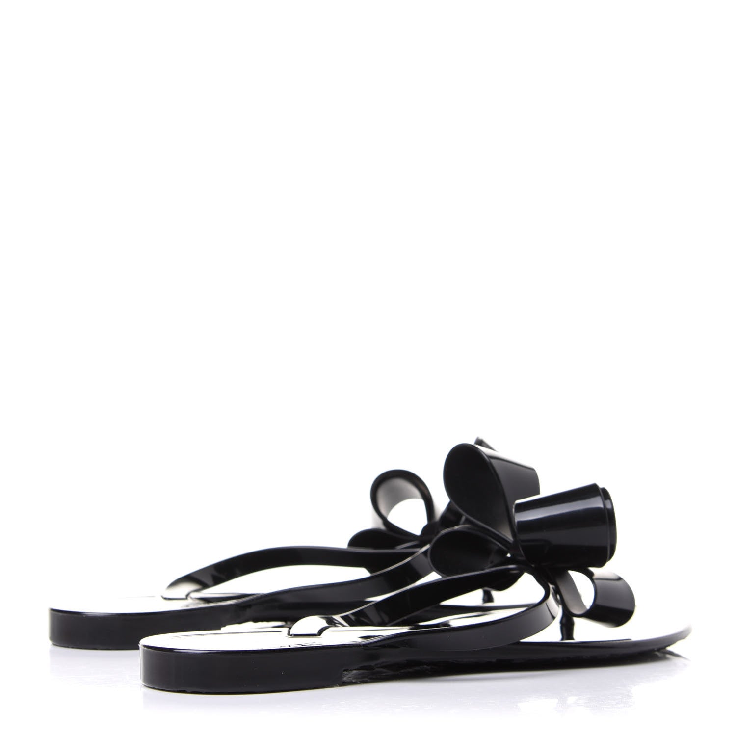 Valentino Garavani PVC Jelly Bow Thong Sandals 38 Black 4 of 9