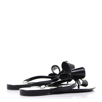 Valentino Garavani PVC Jelly Bow Thong Sandals 38 Black 4 of 9